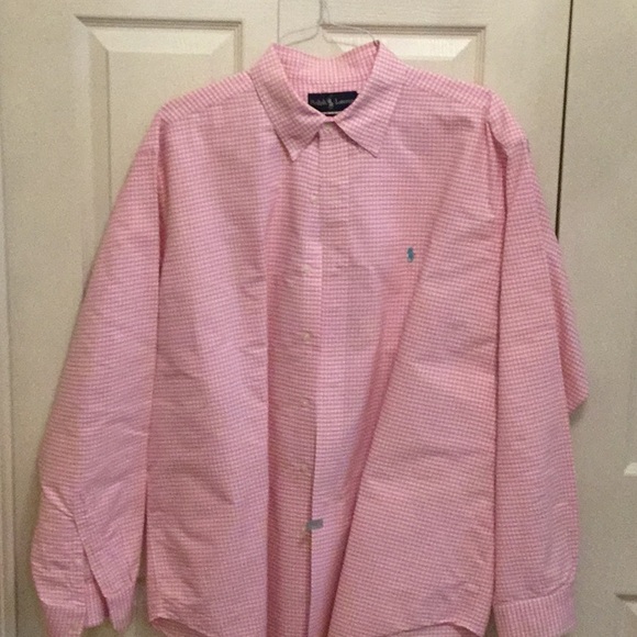 *EUC* Ralph Lauren pink & white check button down. Size XL. - Picture 1 of 4